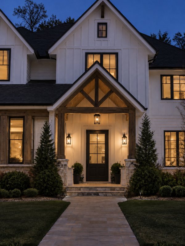 Home before Christmas light installation: gables & entry garland